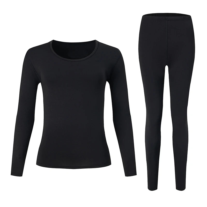 2-piece Women's Solid Color Round Neck Warm Suit For Autumn And Winter Comfortable And Versatile Sports And Leisure Base Shirt