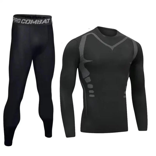 New Compression Running Sets Men Quick Dry Long Sleeve Shirt Basketball Fitness Gym Legging Male Workout Muscle Top Tracksuit