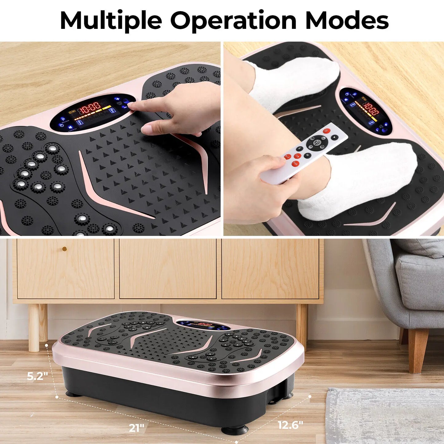 Vibration Plate Exercise Machine - Whole Body Workout Vibration Fitness Platform w/ Loop Bands - Home Training Equipment