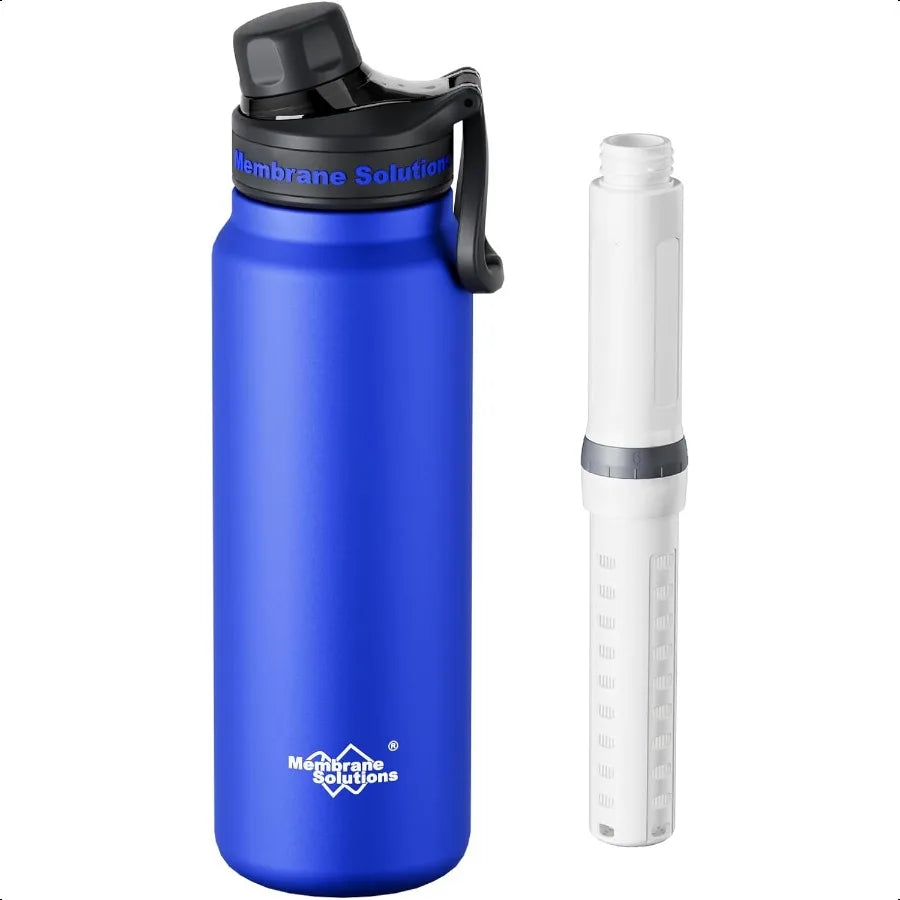 C3 Filtered Water Bottle 32oz Stainl Steel Water Bottle with Replaceable Filter Cartridge Portable Water Filter Travel Hiking C