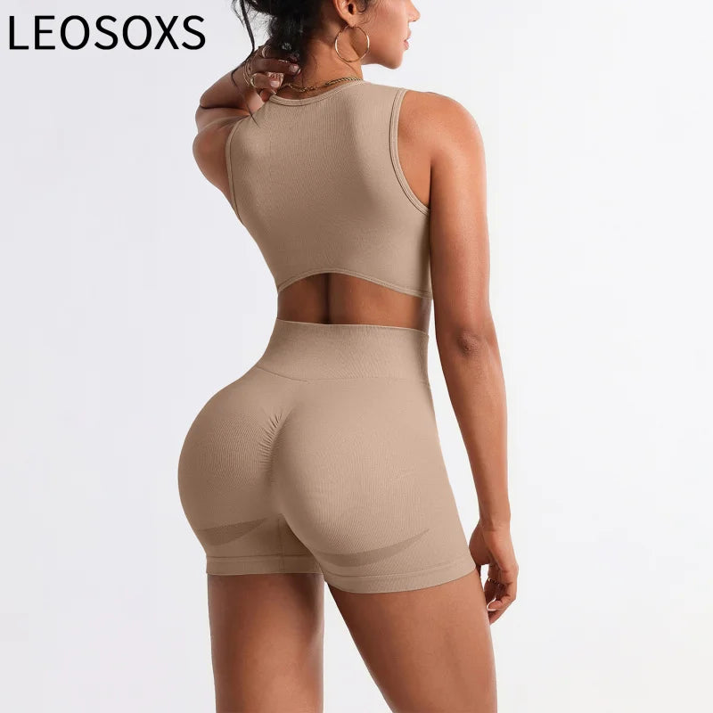 LEOSOXS 2pcs Seamless Yoga Set Gym Clothes Athletic Wear Yoga Suits Women Fitness Set Tracksuits Sports Bra