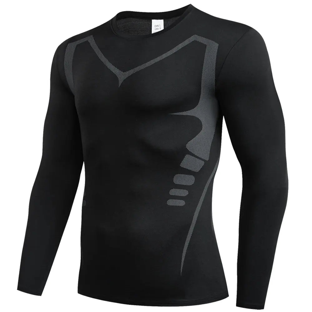 Breathable Compression Long Sleeve Sports Shirt for Men - Quick Drying Crew Neck Athletic Wear for Basketball,  Running，Fitness