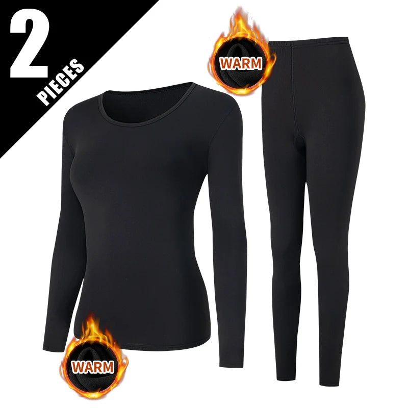 2-piece Women's Solid Color Round Neck Warm Suit For Autumn And Winter Comfortable And Versatile Sports And Leisure Base Shirt