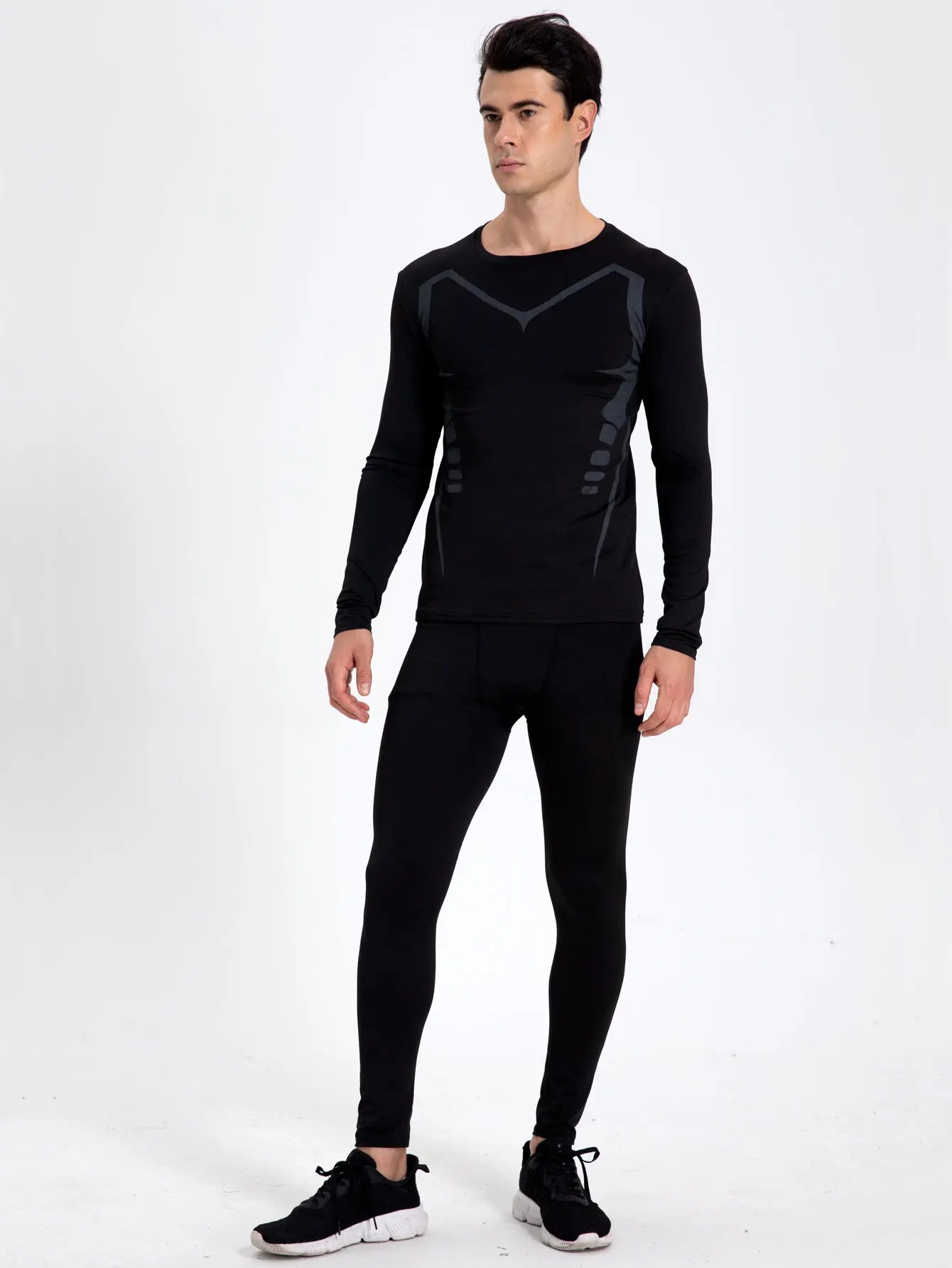 Breathable Compression Long Sleeve Sports Shirt for Men - Quick Drying Crew Neck Athletic Wear for Basketball,  Running，Fitness