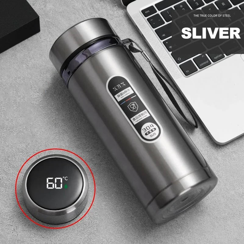 Sus304 Tea Water Bottle Stainless Steel Display Vacuum Flask Portable Cups Thermos Bottle with LED Temperature 500ML-1Liter