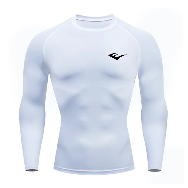 Men Round Neck Quick dry Long-Sleeved Compression Long Sleeved Sports Fitness Tight T-shirt Running Casual Spring and Autumn