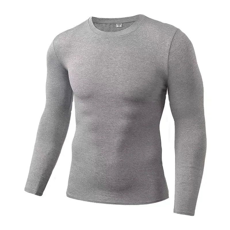 1pcs Men's Long-sleeved Thermal Underwear Male Thin Tight Fitting Fast Dry Elastic Fitness Tops Man Autumn Winter Sports Wear