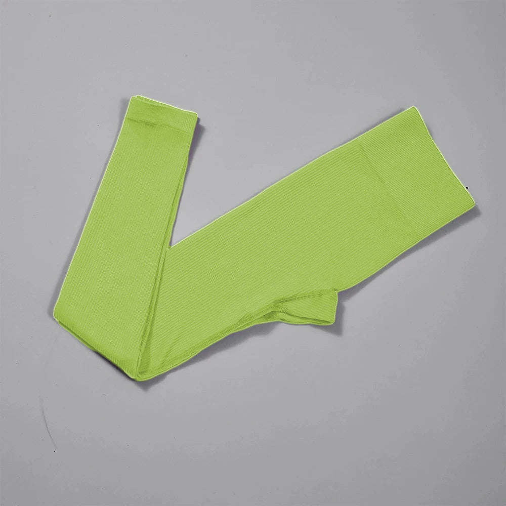 Women Ribbed Yoga Pants High Waisted Gym Leggings Sport ， Fitness Seamless Female Legging Control Running Training Tights