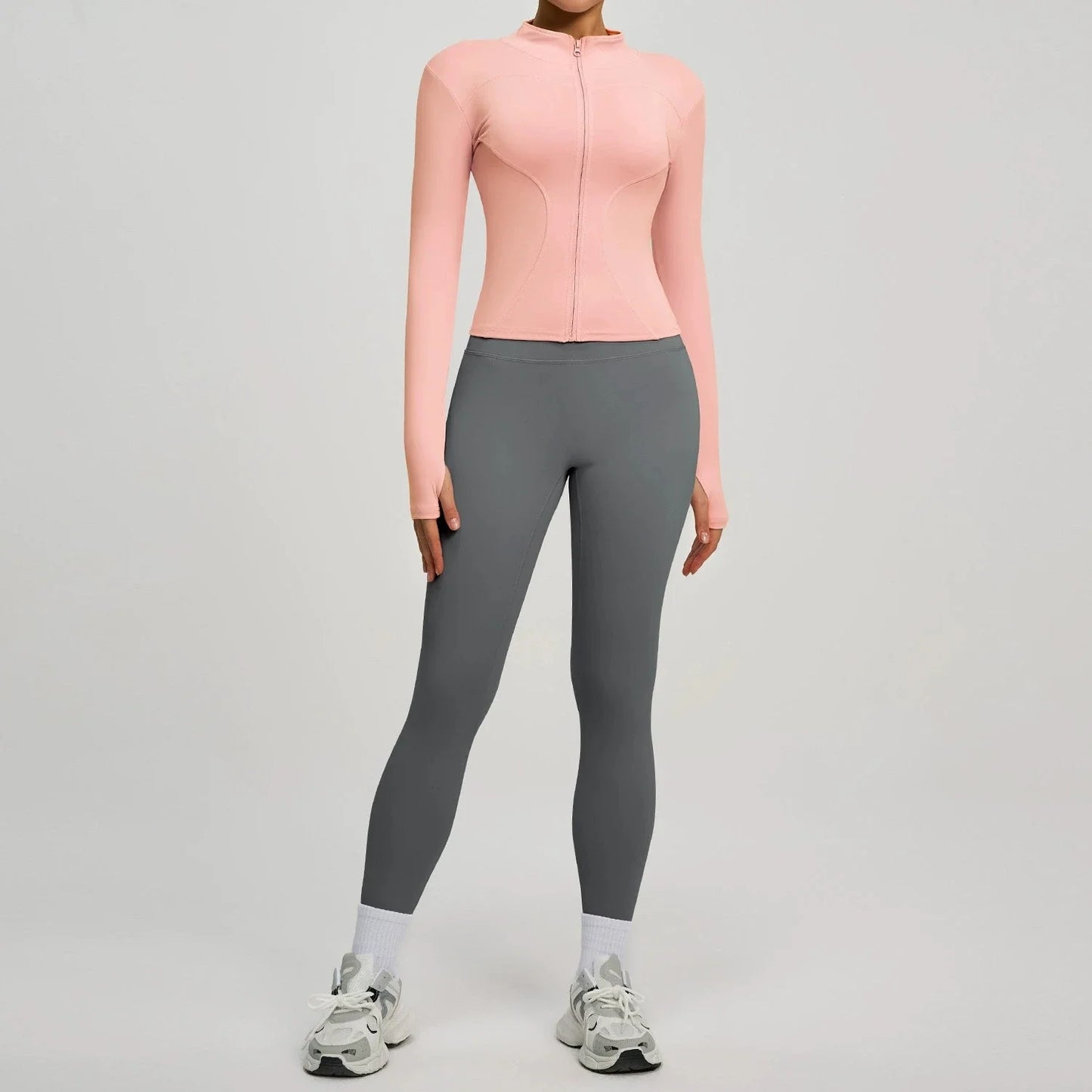 2Pcs Jacket Yoga Sets Women Long Sleeve Zipper Slim Sports Shirts Hip Lifting Leggings Fitness Running Workout Suits Tracksuit
