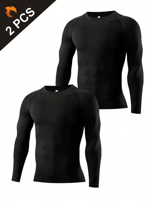 Stay Active and Comfortable with Men's Compression Shirts - Long Sleeve Athletic Workout Tops and Base Layers!