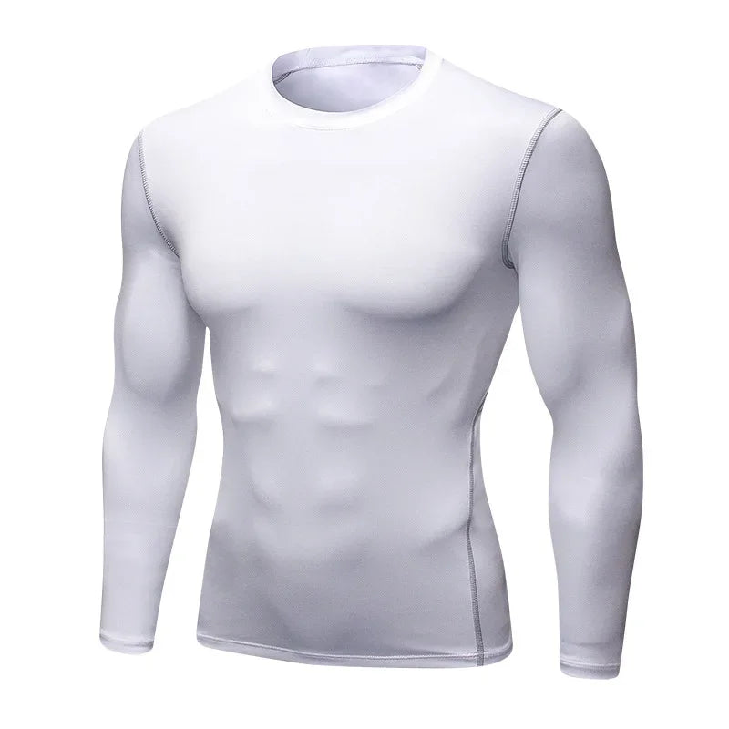 1pcs Men's Long-sleeved Thermal Underwear Male Thin Tight Fitting Fast Dry Elastic Fitness Tops Man Autumn Winter Sports Wear