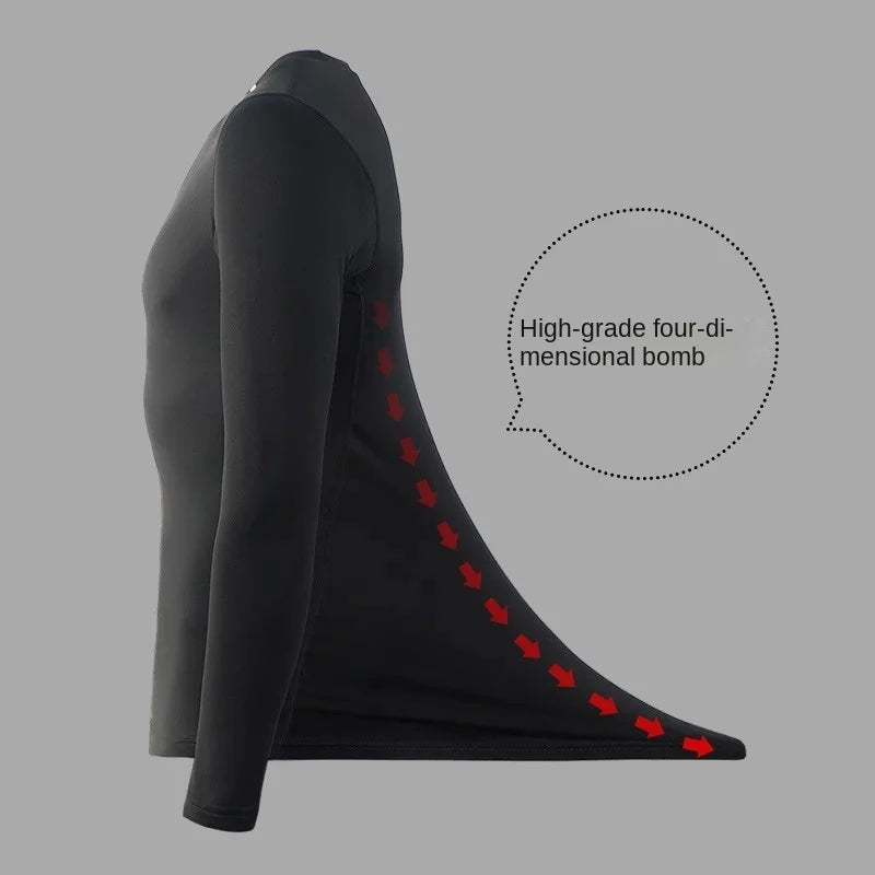 New fitness clothes for men in autumn and winter, with fleece added for warmth and comfort, tight fitting sportswear, quick dryi