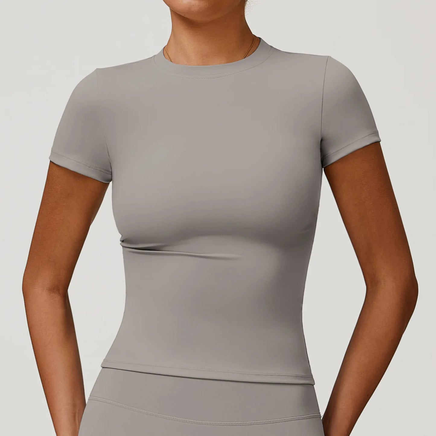 Women Running Sports T Shirt Summer Short Sleeve Round Neck Breathable Stretchy GYM Yoga Slim Fitness Active Top Tee