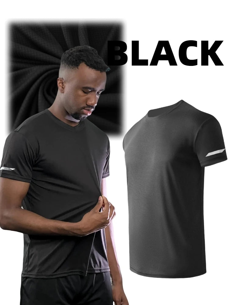 5Pcs Boyfriend Style Men's Print Color Ultralight QuickDry Sport T-Shirt, Breathable Lightweight Top For Fitness Training Workou