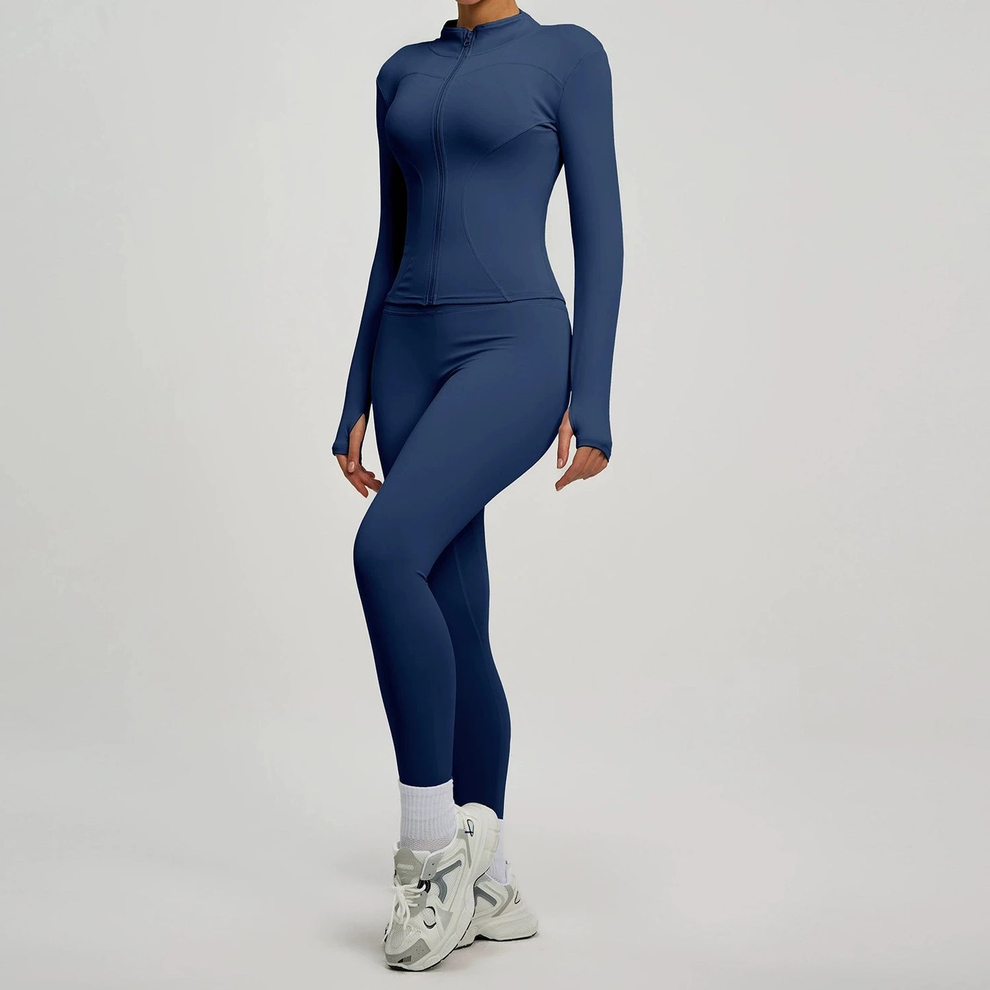 2Pcs Jacket Yoga Sets Women Long Sleeve Zipper Slim Sports Shirts Hip Lifting Leggings Fitness Running Workout Suits Tracksuit