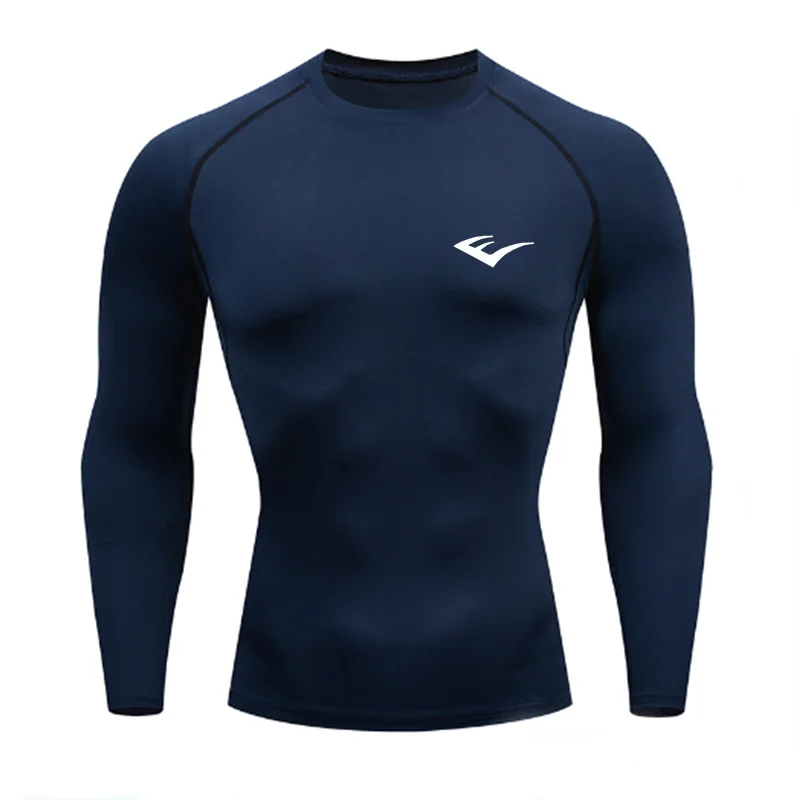 Men Round Neck Quick dry Long-Sleeved Compression Long Sleeved Sports Fitness Tight T-shirt Running Casual Spring and Autumn