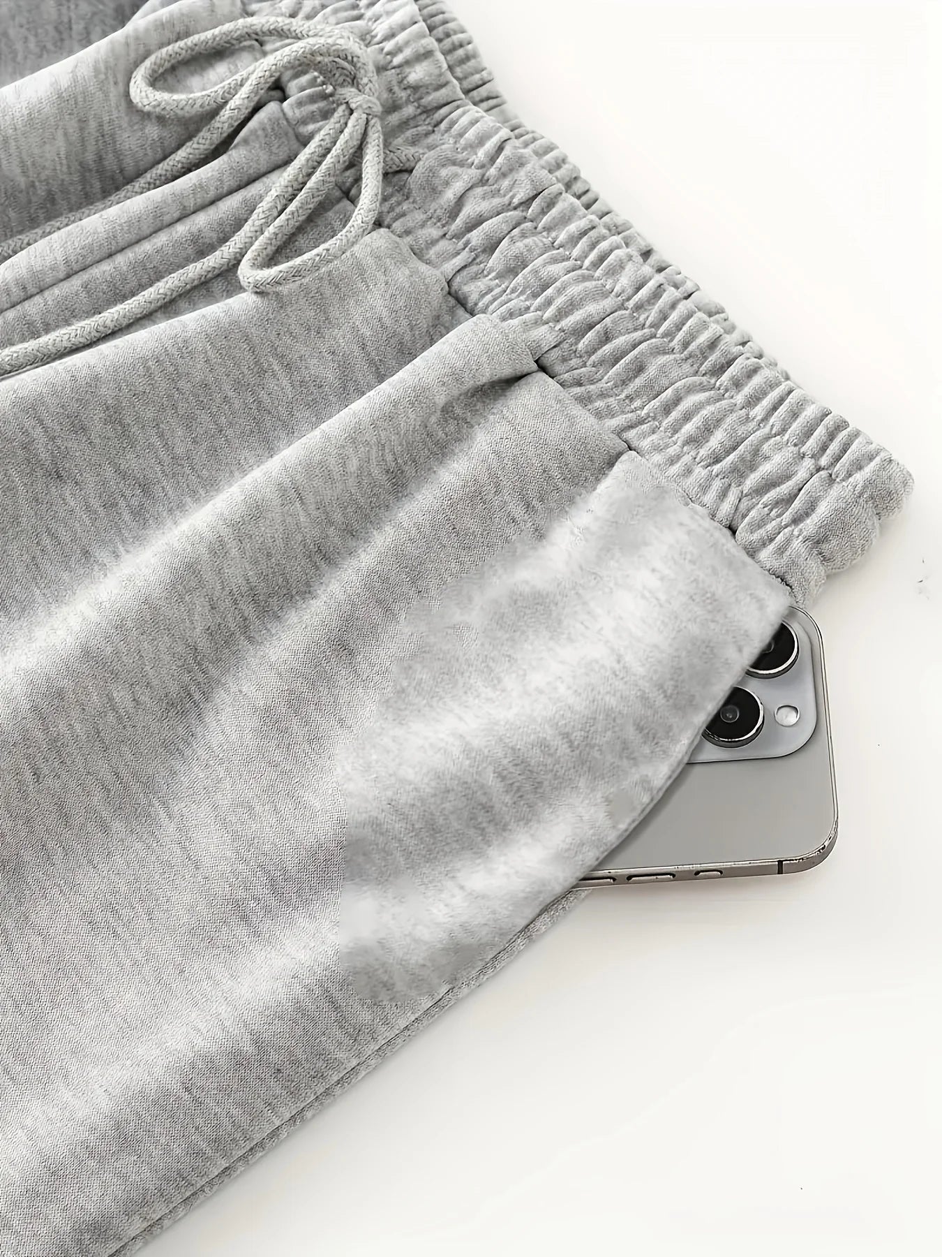 Women's Solid Color Wide Leg Pants Casual Drawstring Sweatpants with Pockets Jogging Loose Pants Relaxed Fit Style Autumn, Winter
